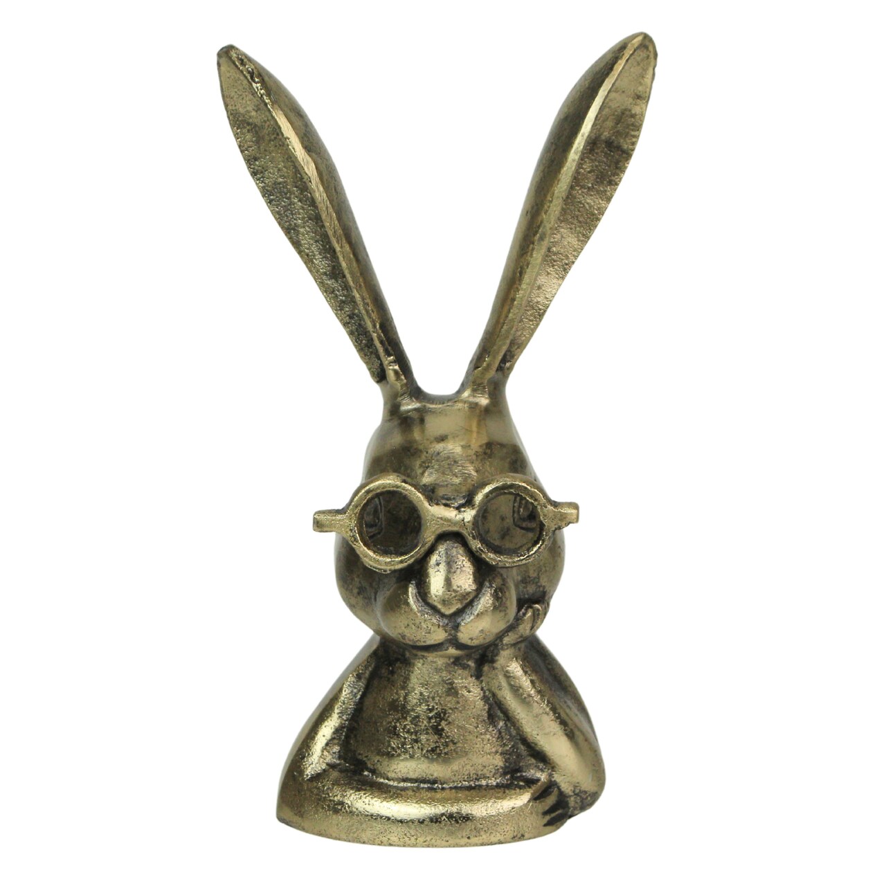 Whimsical Gold Bunny Statue – 10.25" Cast Aluminum, Elegant Home Decor